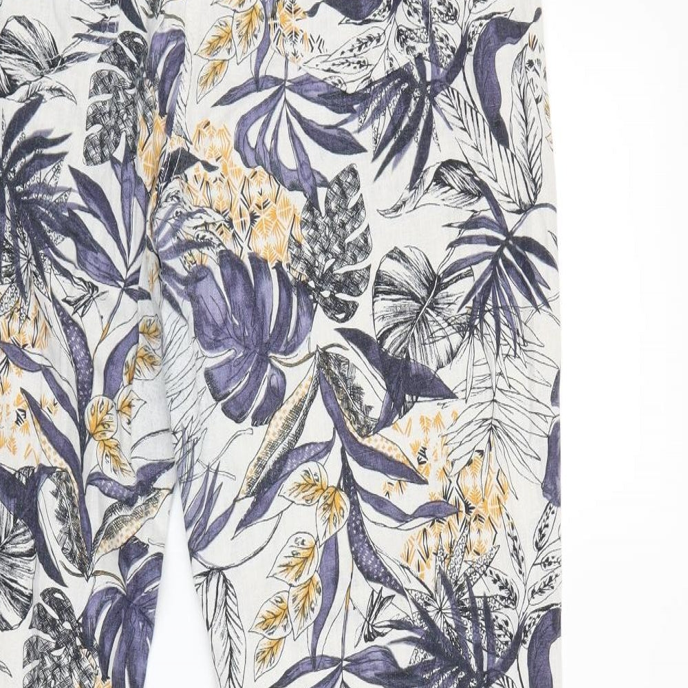 NEXT Womens White Floral  Trousers  Size 16 L32 in