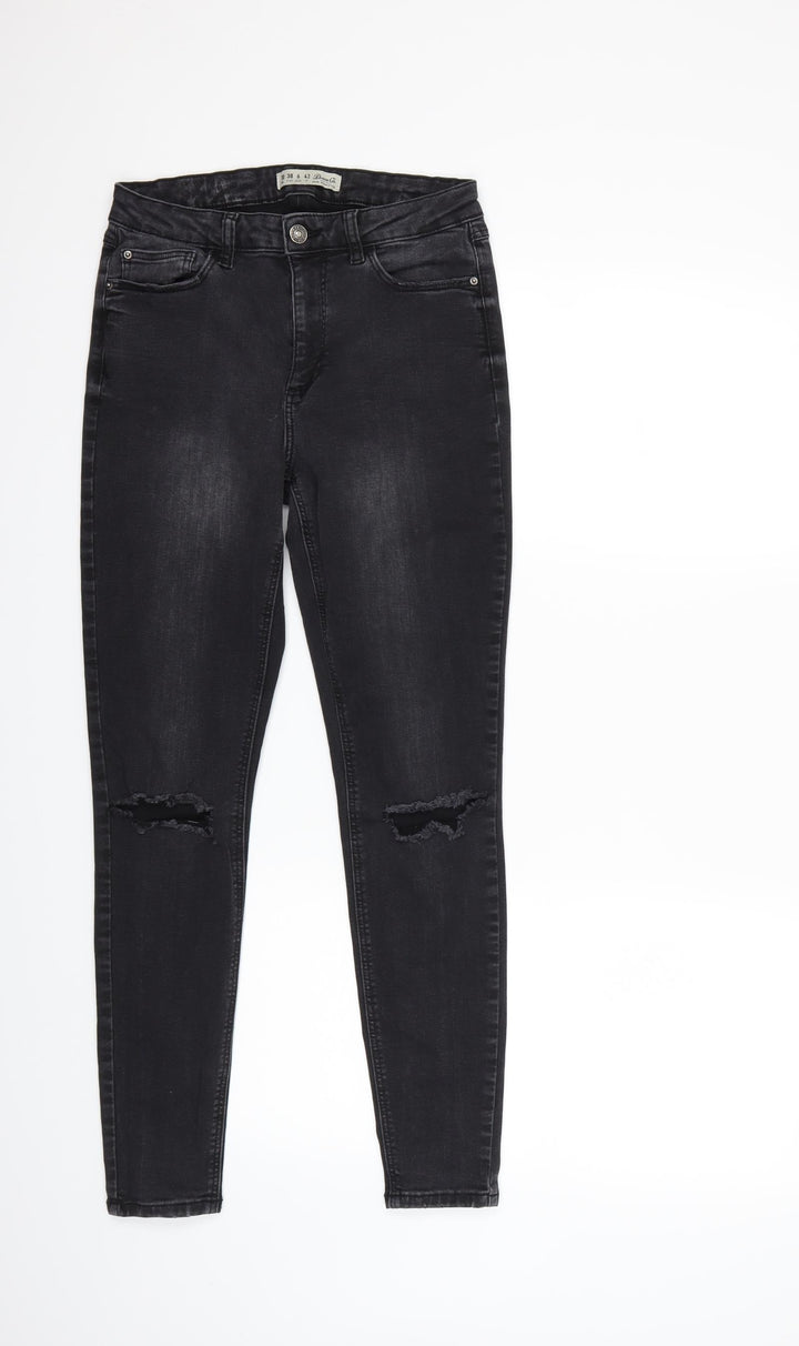 Denim & Co. Womens Black Denim Skinny Jeans Size 10 L28 in