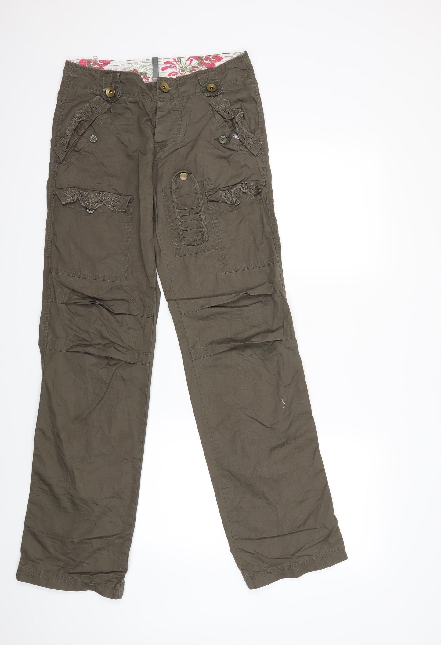 VILA Womens Brown   Cargo Trousers Size XS L32 in