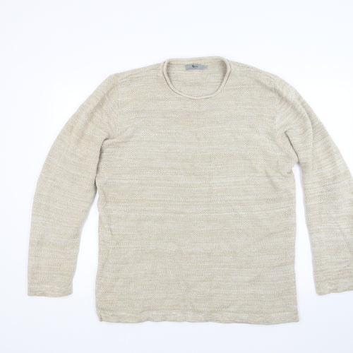 TU Mens Beige  Knit Pullover Jumper Size L
