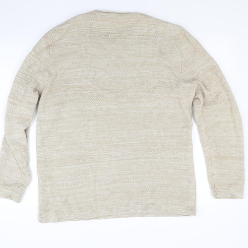 TU Mens Beige  Knit Pullover Jumper Size L