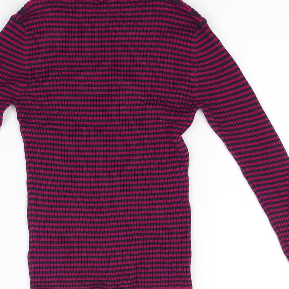 NEXT Girls Purple Striped Knit Pullover Jumper Size 12 Years