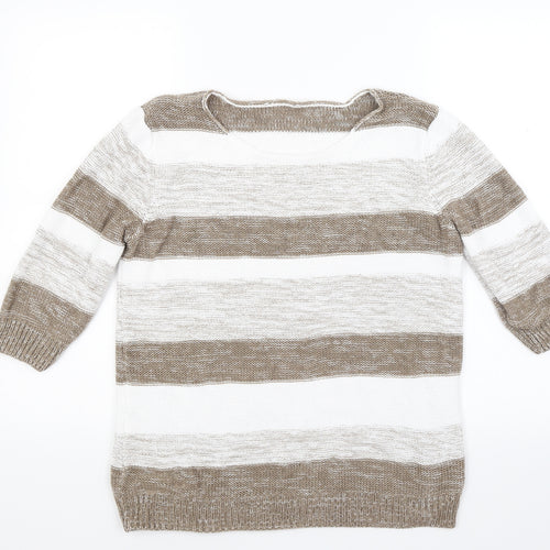 Preworn Womens Brown Striped Knit Pullover Jumper Size M