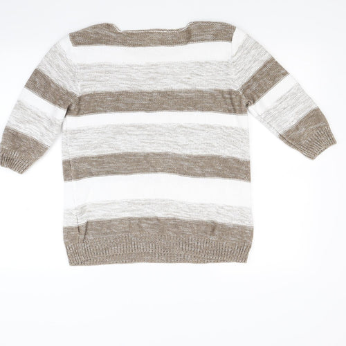 Preworn Womens Brown Striped Knit Pullover Jumper Size M