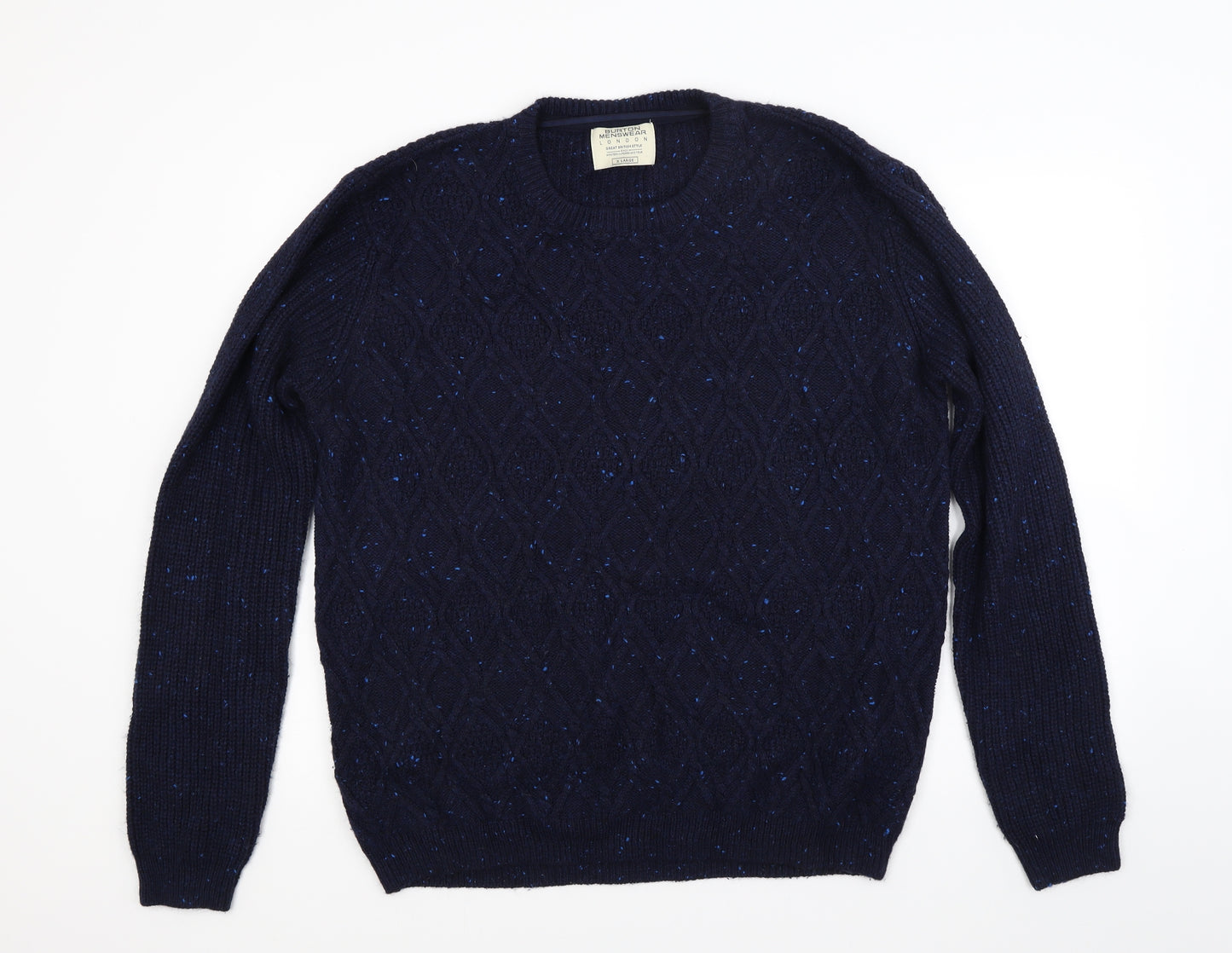 Buton Mens Blue  Knit Pullover Jumper Size XL