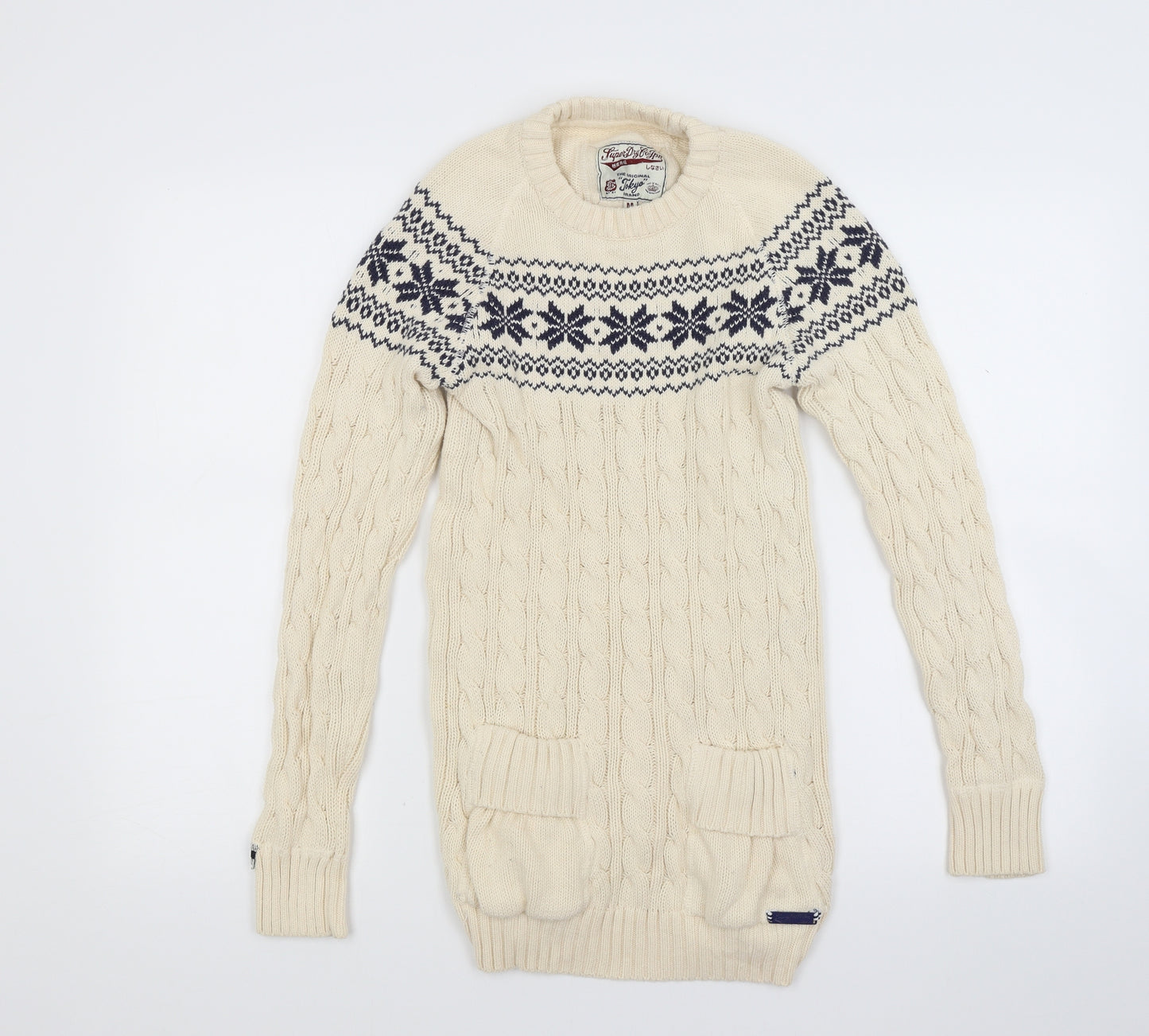 Superdry Womens White  Knit Pullover Jumper Size M