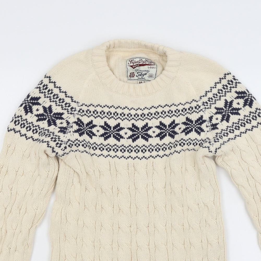 Superdry Womens White  Knit Pullover Jumper Size M