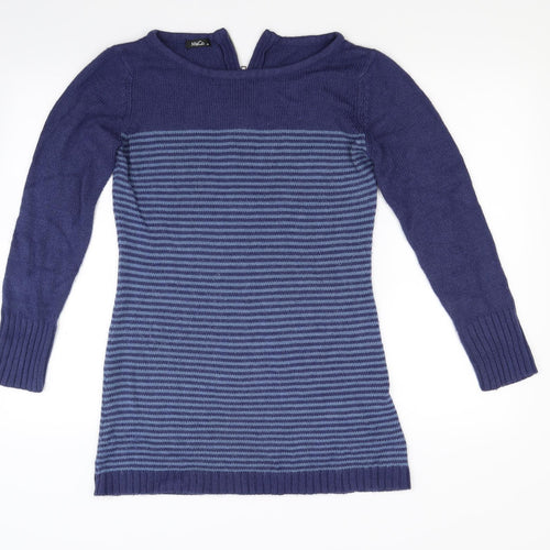 M&Co Womens Blue Striped Knit Jumper Dress  Size M