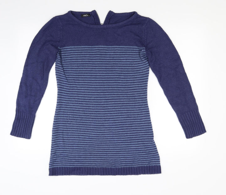 M&Co Womens Blue Striped Knit Jumper Dress  Size M