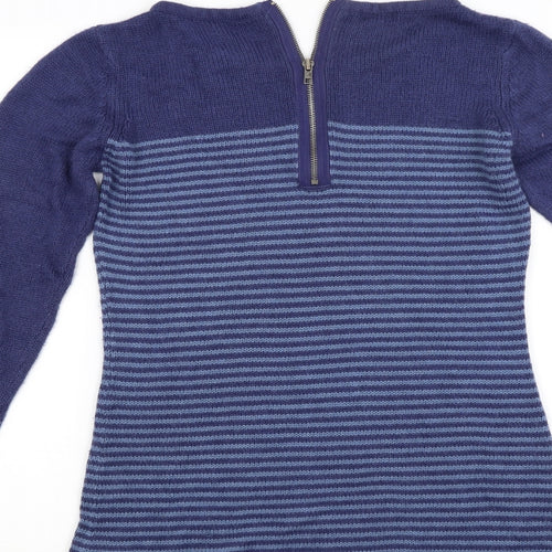 M&Co Womens Blue Striped Knit Jumper Dress  Size M