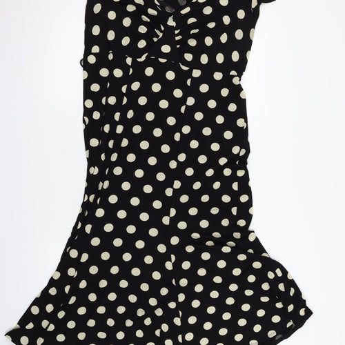 e. Womens Black Polka Dot  A-Line  Size 18