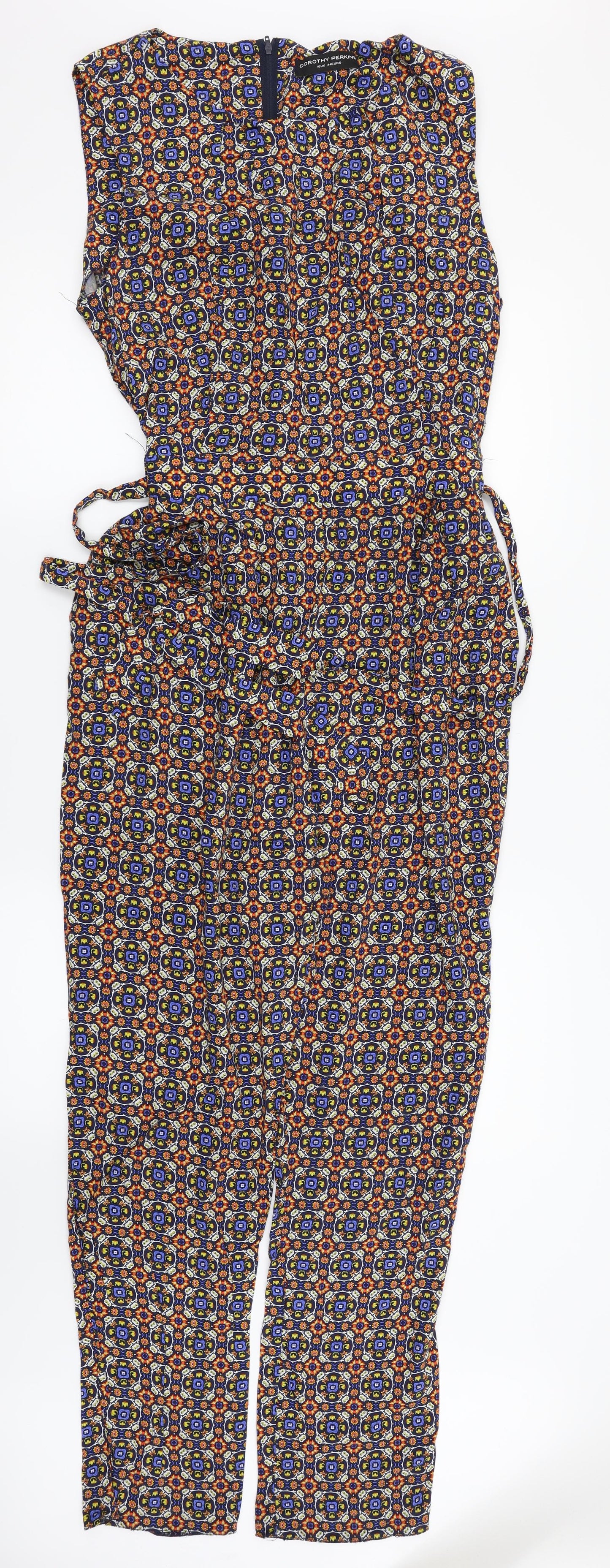 Dorothy Perkins Womens Multicoloured Geometric  Jumpsuit One-Piece Size 16