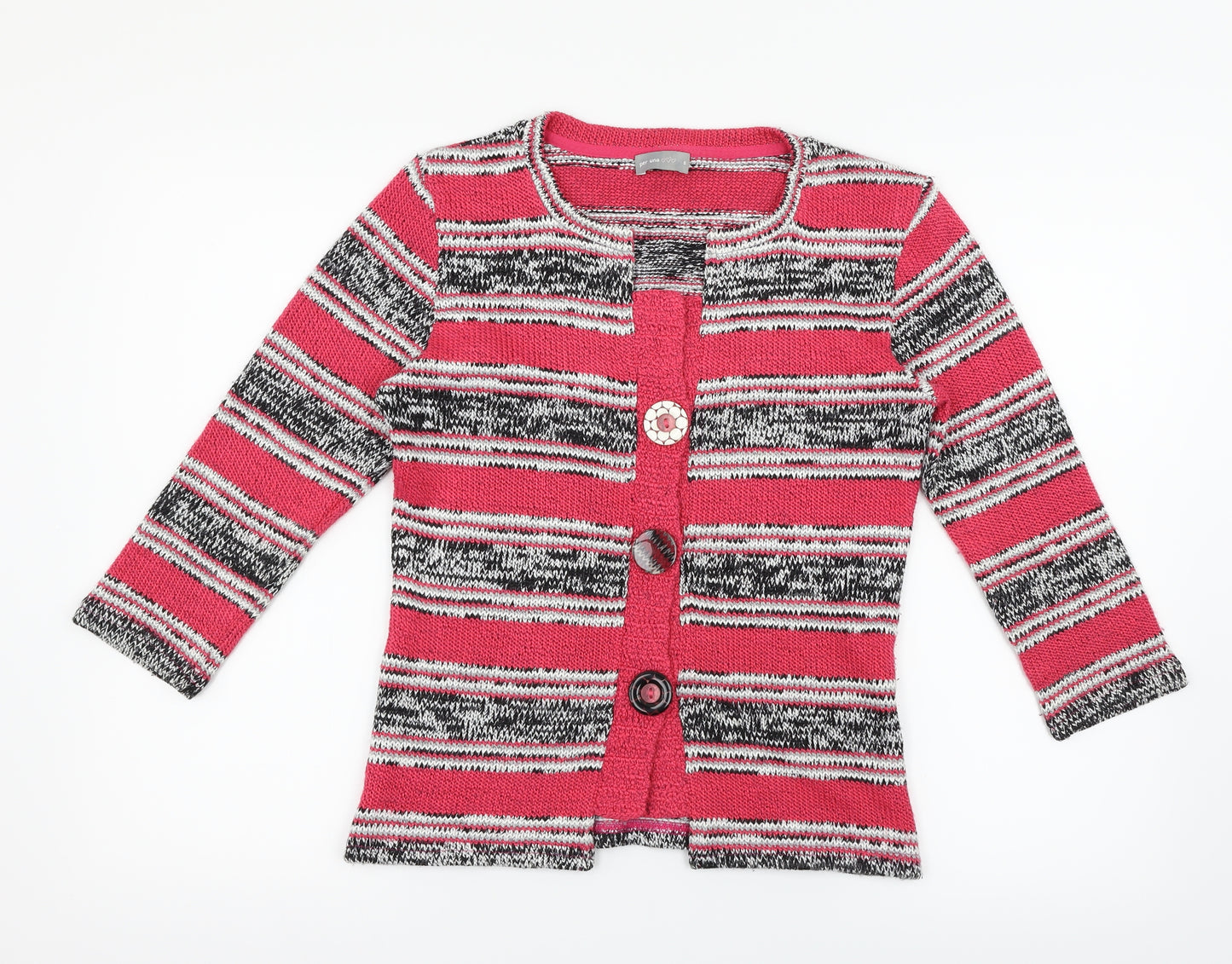 M&S Womens Pink Striped  Cardigan Jumper Size S