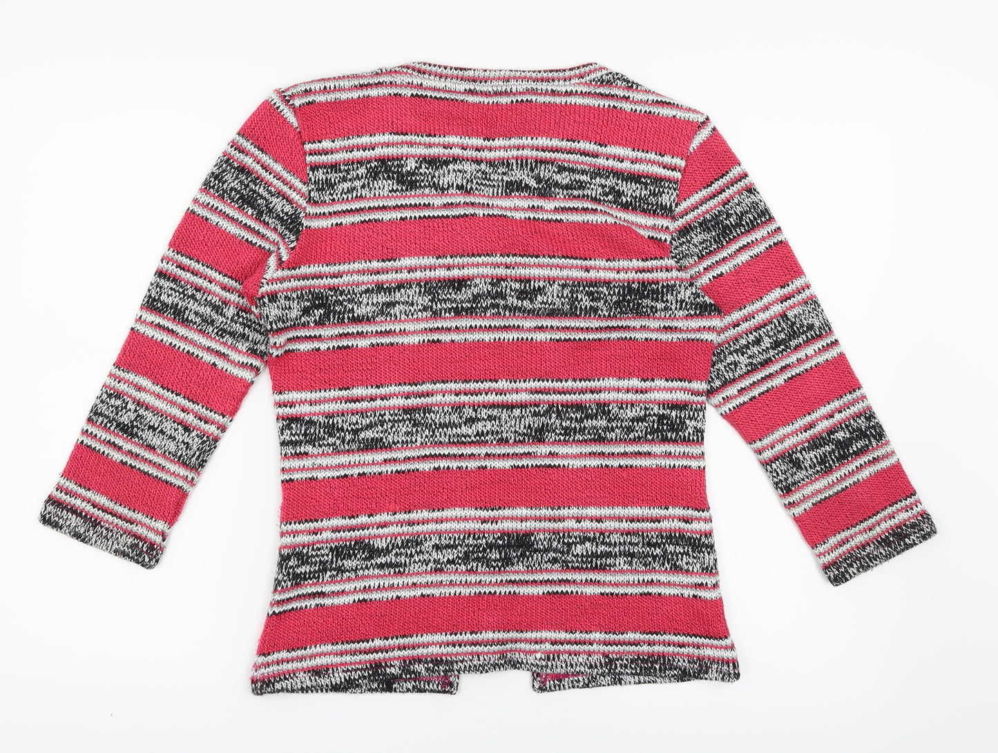 M&S Womens Pink Striped  Cardigan Jumper Size S