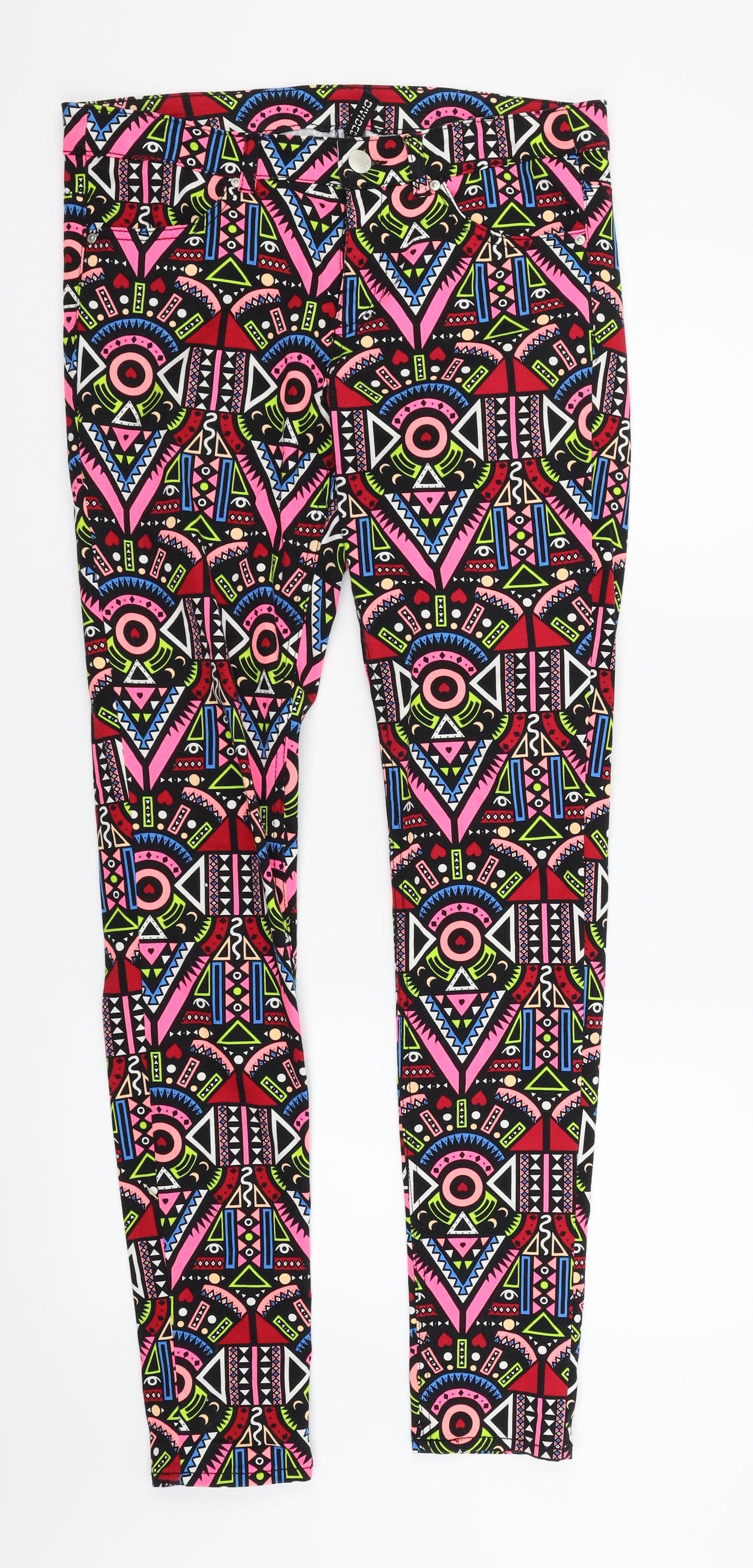 H&M Womens Multicoloured Geometric  Trousers  Size 12 L32 in