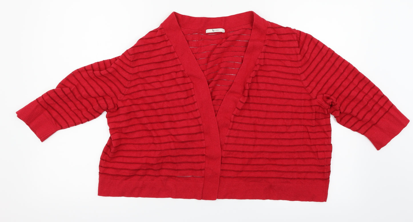 TU Womens Red Striped  Cardigan Jumper Size 22