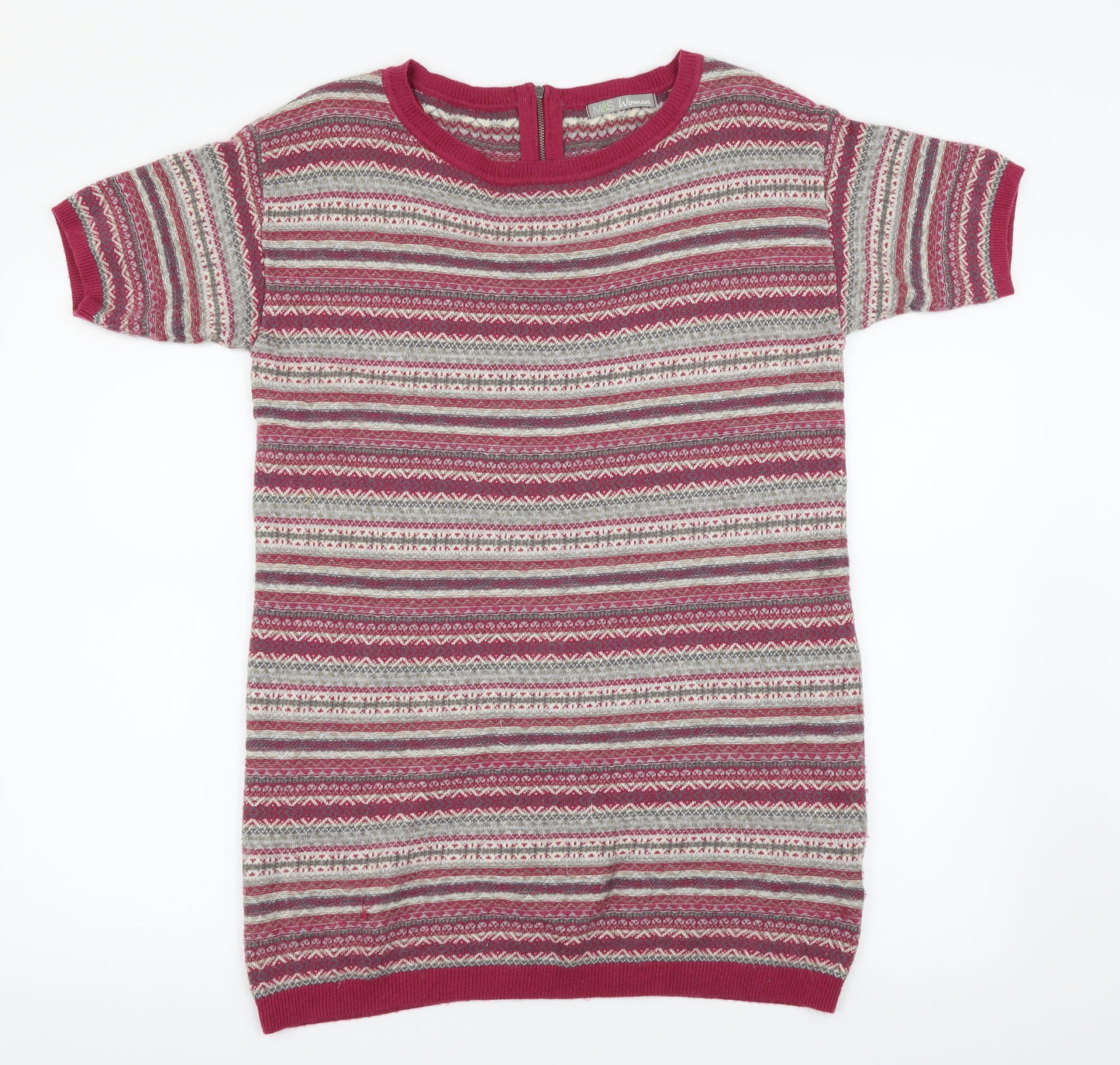 M&S Womens Pink Herringbone  Pullover Jumper Size 10