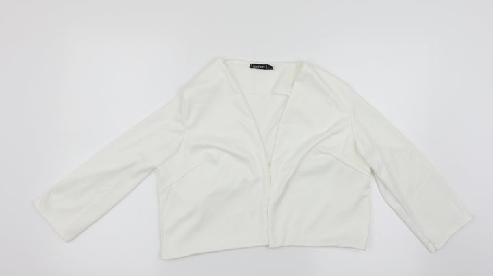 Boohoo Womens White Cardigan Jumper Size 14