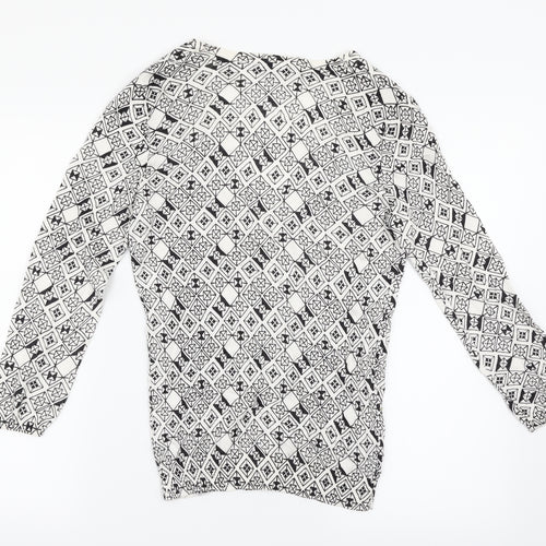 H&M Womens White Argyle/Diamond  Cardigan Jumper Size 8