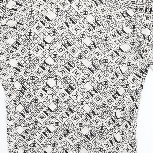H&M Womens White Argyle/Diamond  Cardigan Jumper Size 8