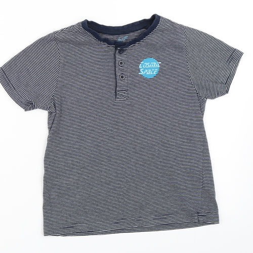 Popperts Boys Blue Striped  Basic T-Shirt Size 6-7 Years
