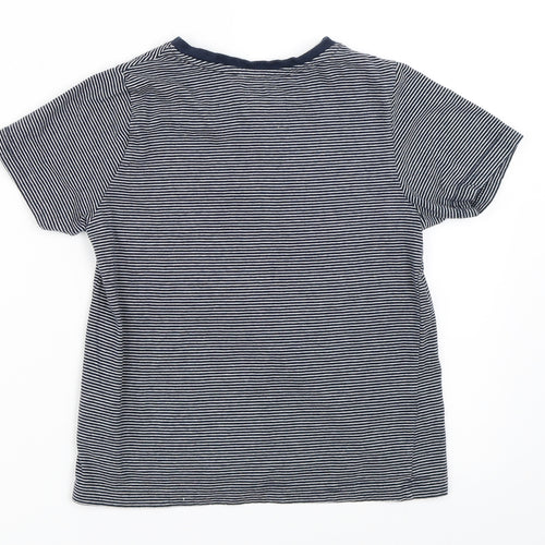 Popperts Boys Blue Striped  Basic T-Shirt Size 6-7 Years