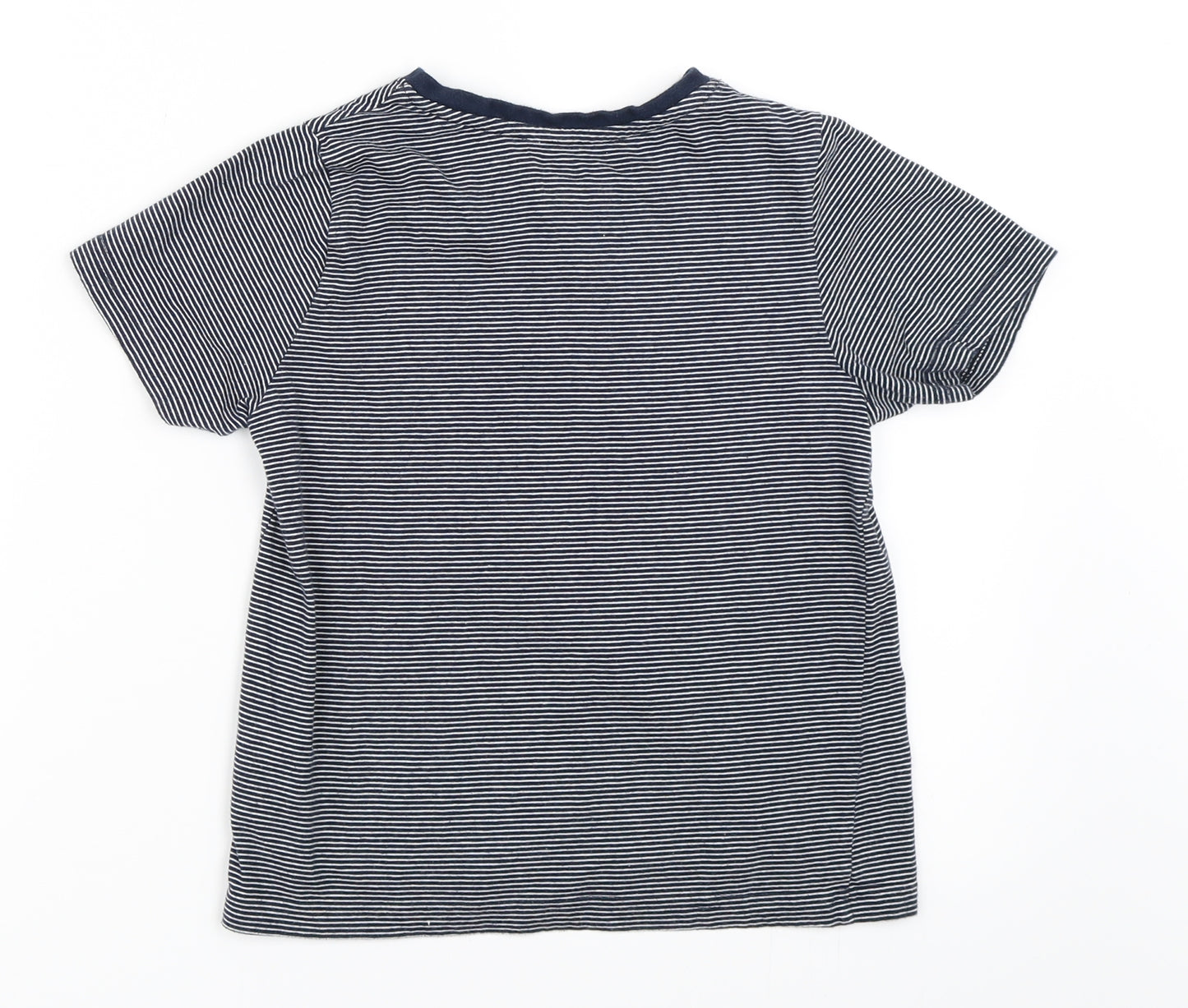 Popperts Boys Blue Striped  Basic T-Shirt Size 6-7 Years