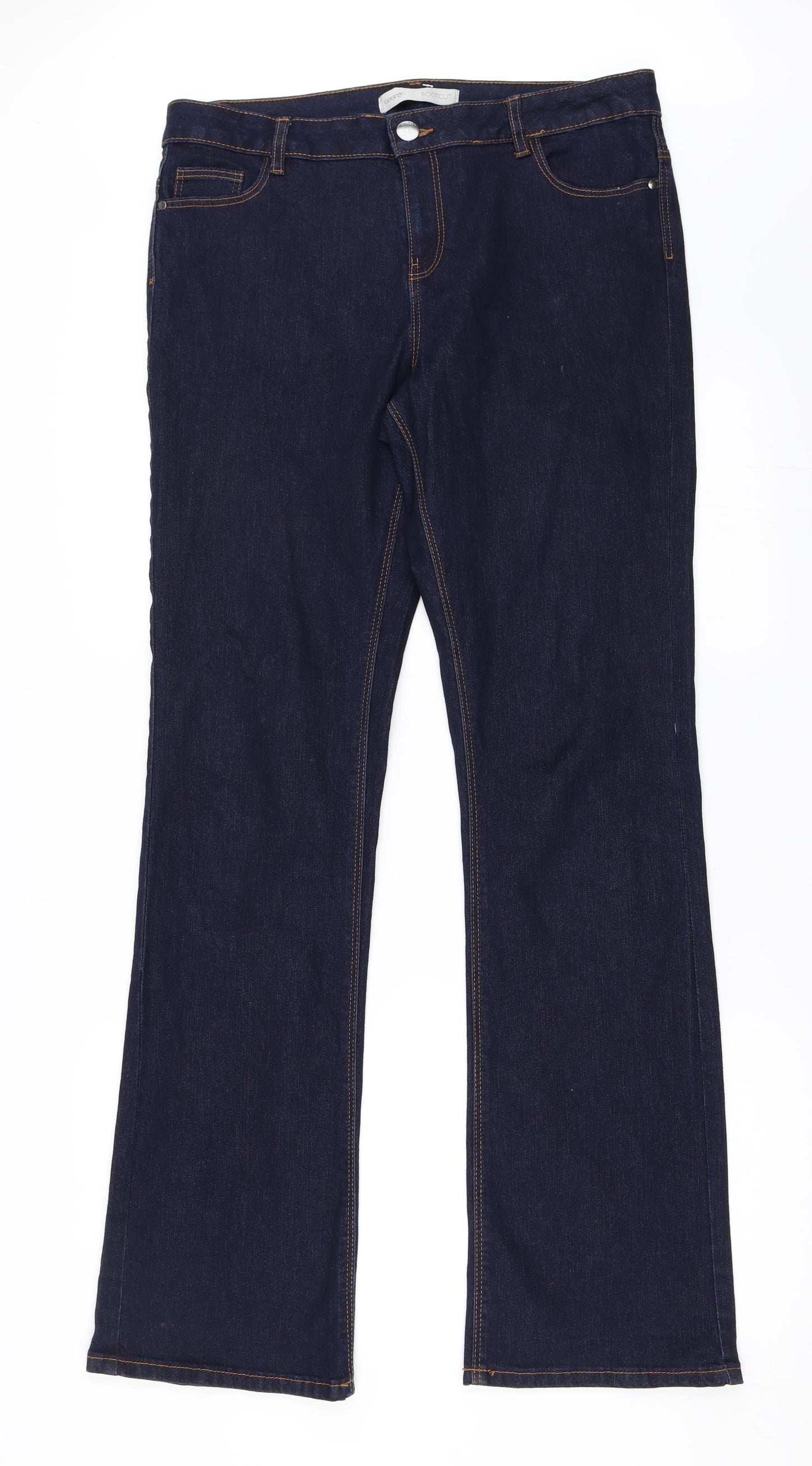 George Womens Blue  Denim Bootcut Jeans Size 14 L33 in