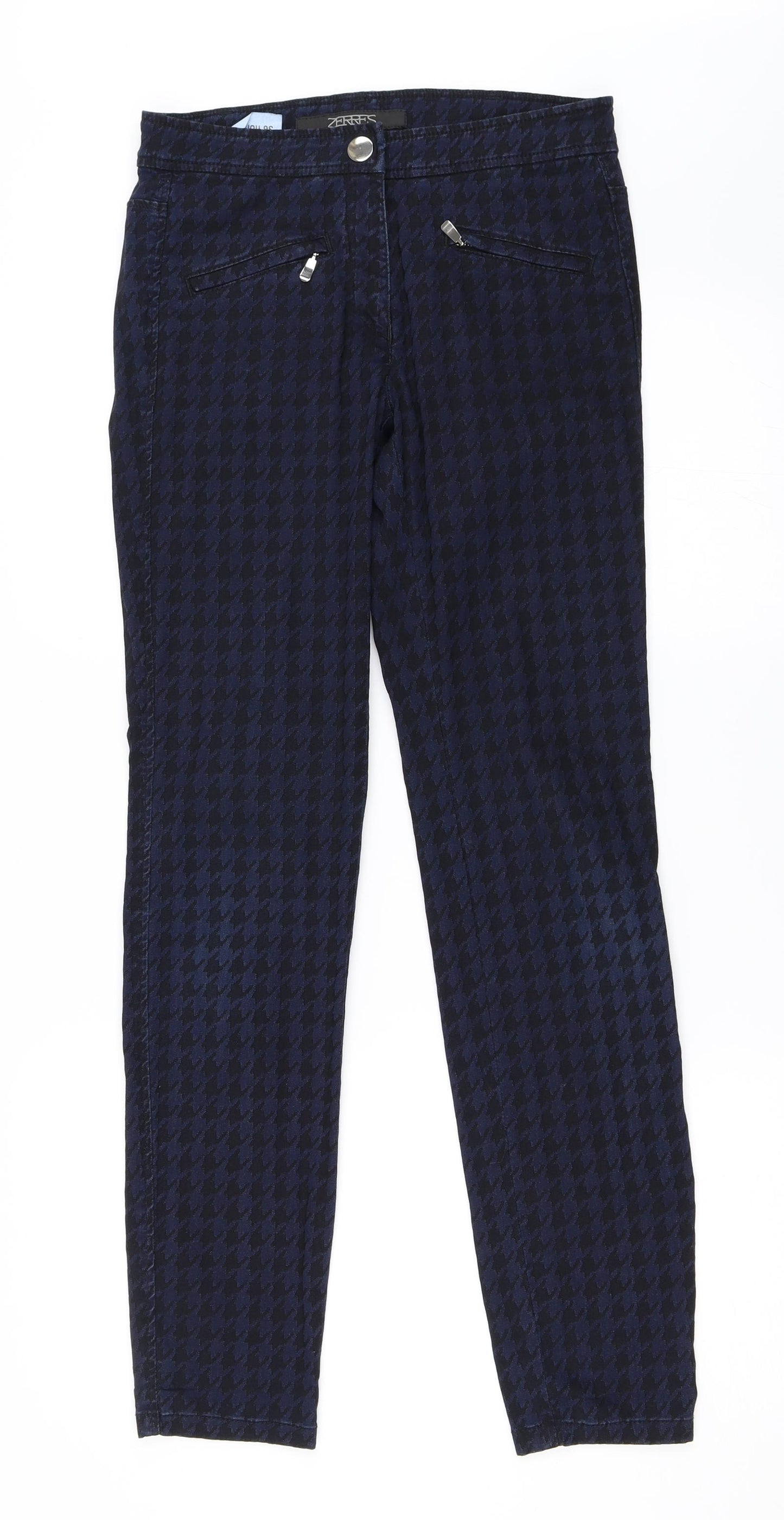 ZERRES Womens Blue Houndstooth  Skinny Jeans Size 36 L31 in