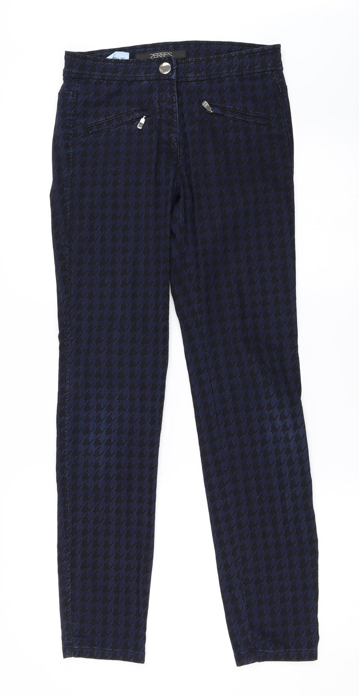 ZERRES Womens Blue Houndstooth  Skinny Jeans Size 36 L31 in