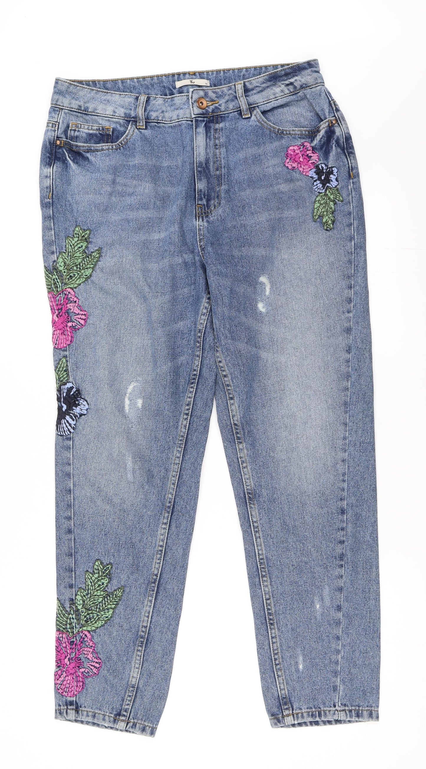 TU Womens Blue  Denim Mom Jeans Size 12 L27.5 in