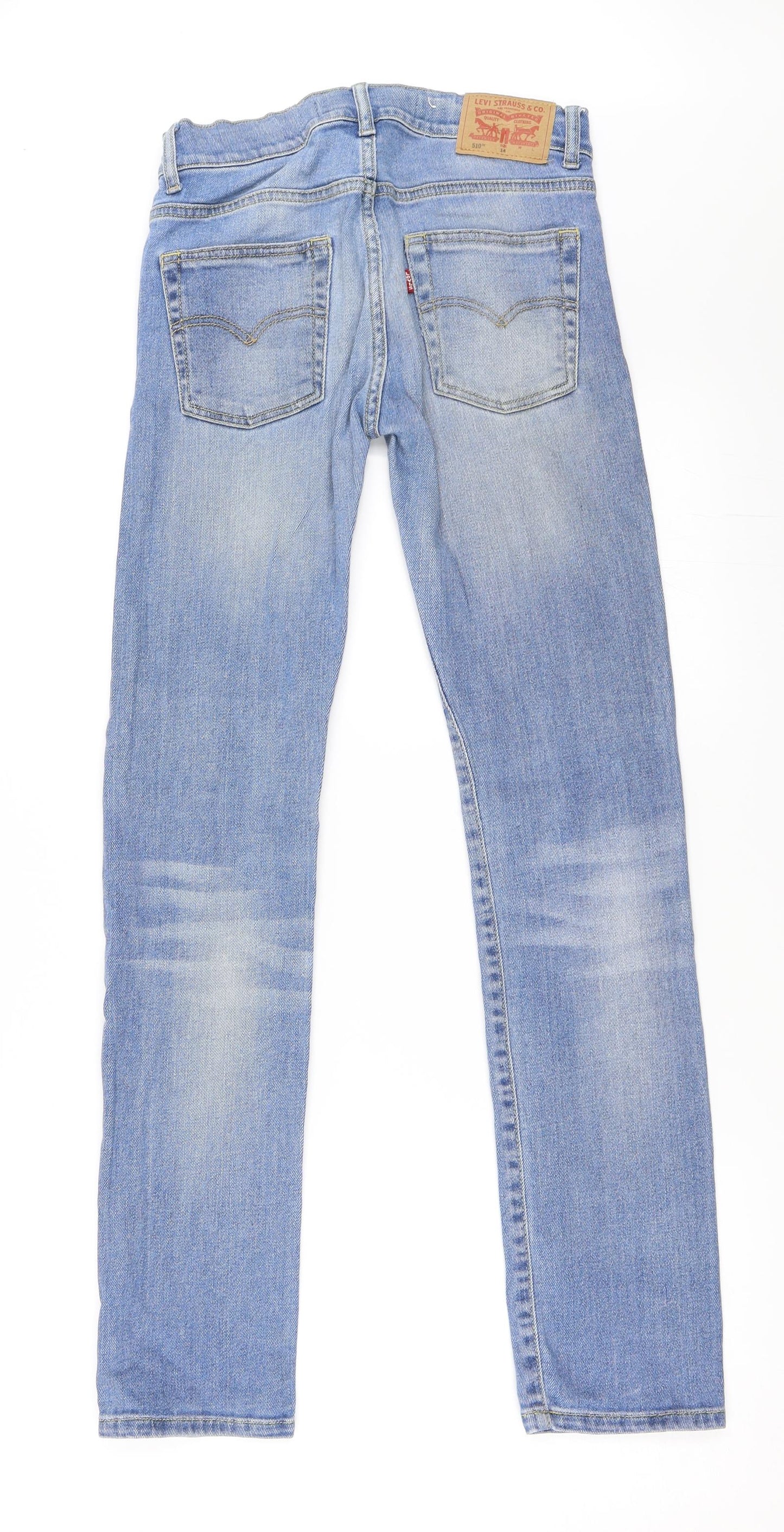 Levi's Womens Blue  Denim Straight Jeans Size 14 L30 in