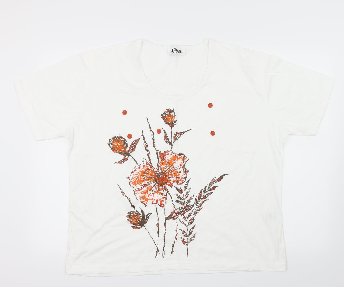 Afibel Womens White   Basic T-Shirt Size 24