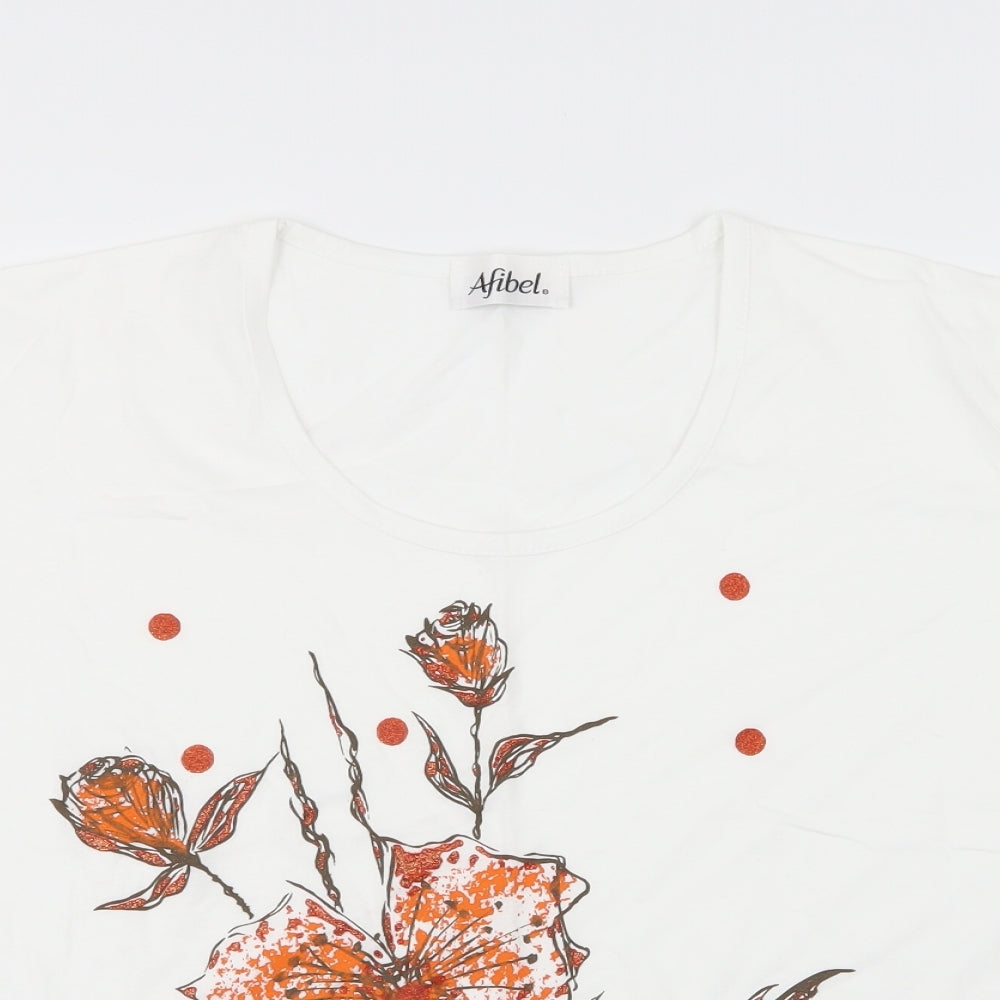 Afibel Womens White   Basic T-Shirt Size 24