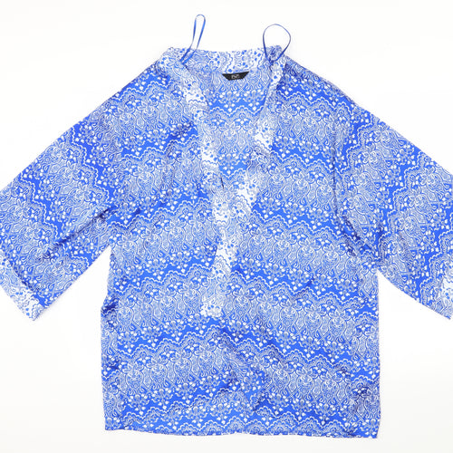 F&F Womens Blue Geometric Satin Cardigan Jumper Size 16