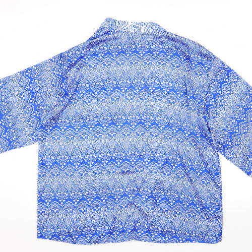 F&F Womens Blue Geometric Satin Cardigan Jumper Size 16