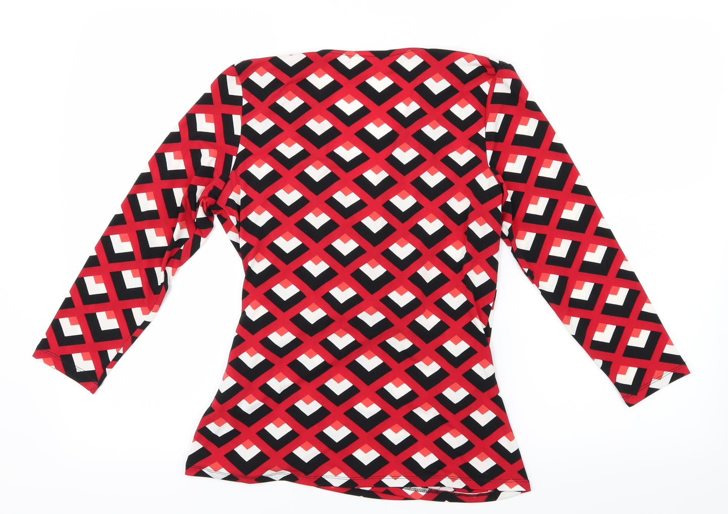 Linea Womens Red Geometric  Basic Blouse Size M