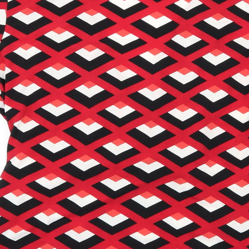 Linea Womens Red Geometric  Basic Blouse Size M
