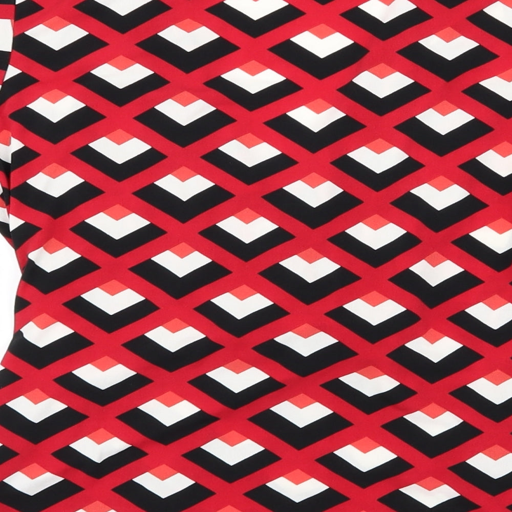 Linea Womens Red Geometric  Basic Blouse Size M