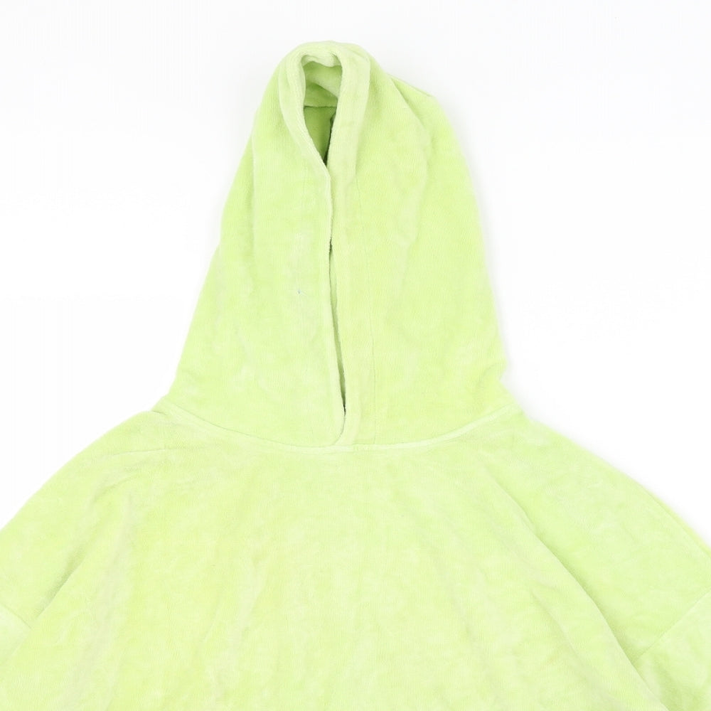 PRETTYLITTLETHING Womens Green  Velvet Pullover Hoodie Size 8  - Cropped