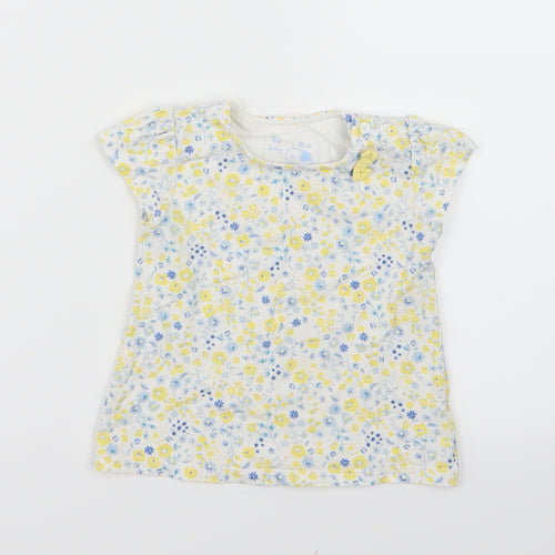 Tu  Girls Yellow Floral  Basic T-Shirt Size 12-18 Months