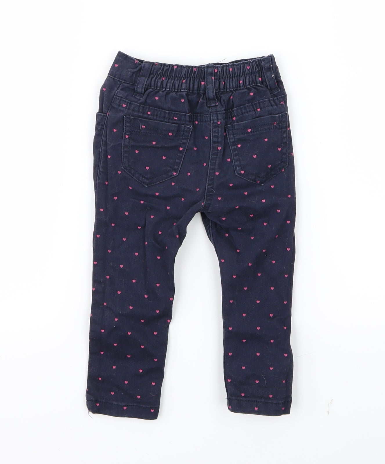 Denim Co. Girls Blue Geometric Denim Capri Jeans Size 12-18 Months  - Heart print