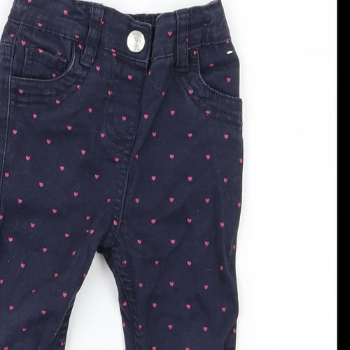 Denim Co. Girls Blue Geometric Denim Capri Jeans Size 12-18 Months  - Heart print