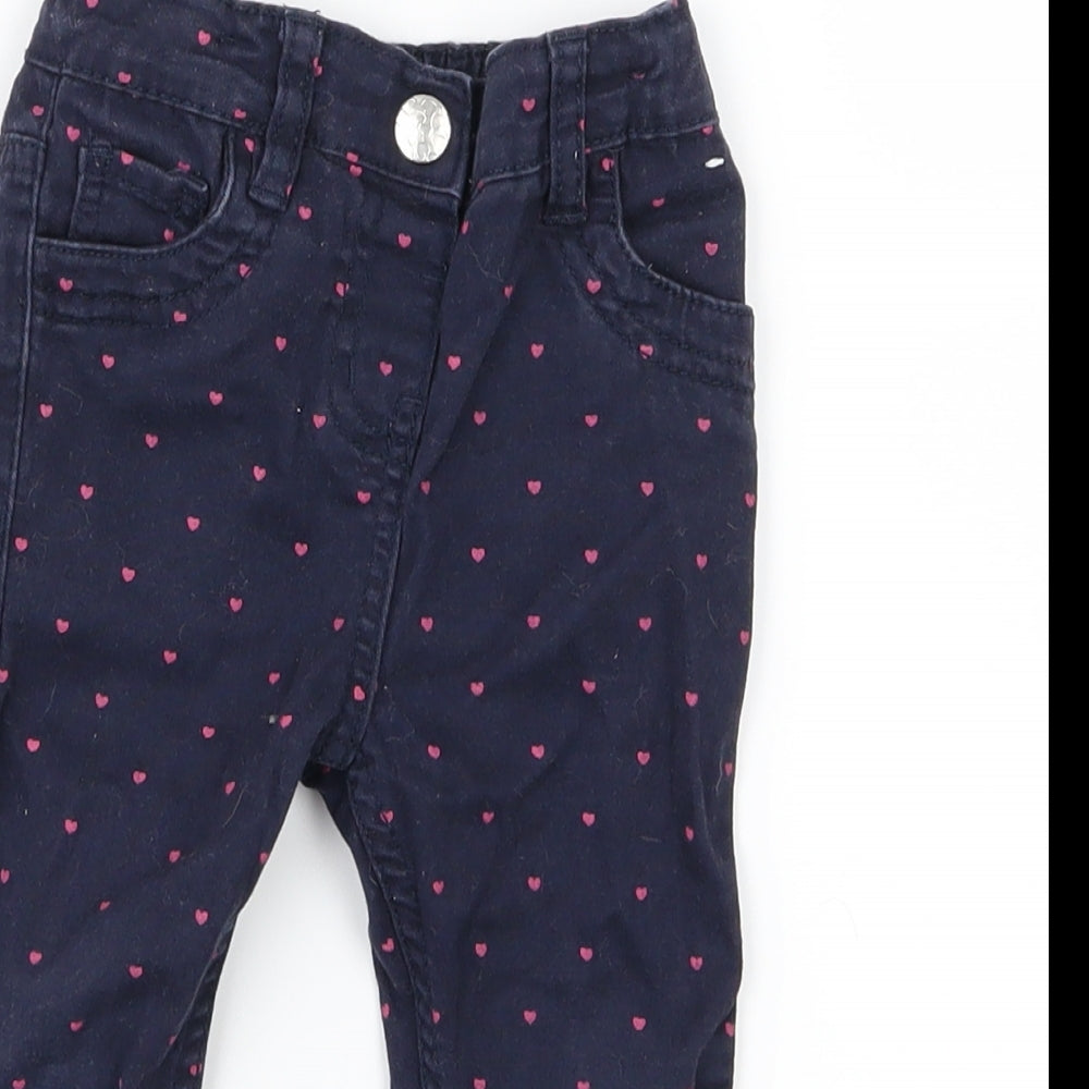 Denim Co. Girls Blue Geometric Denim Capri Jeans Size 12-18 Months  - Heart print