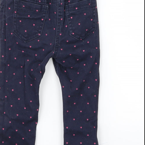 Denim Co. Girls Blue Geometric Denim Capri Jeans Size 12-18 Months  - Heart print