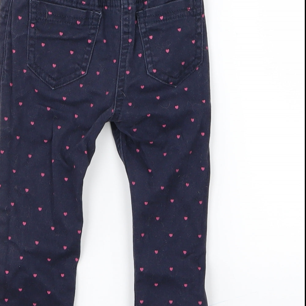 Denim Co. Girls Blue Geometric Denim Capri Jeans Size 12-18 Months  - Heart print