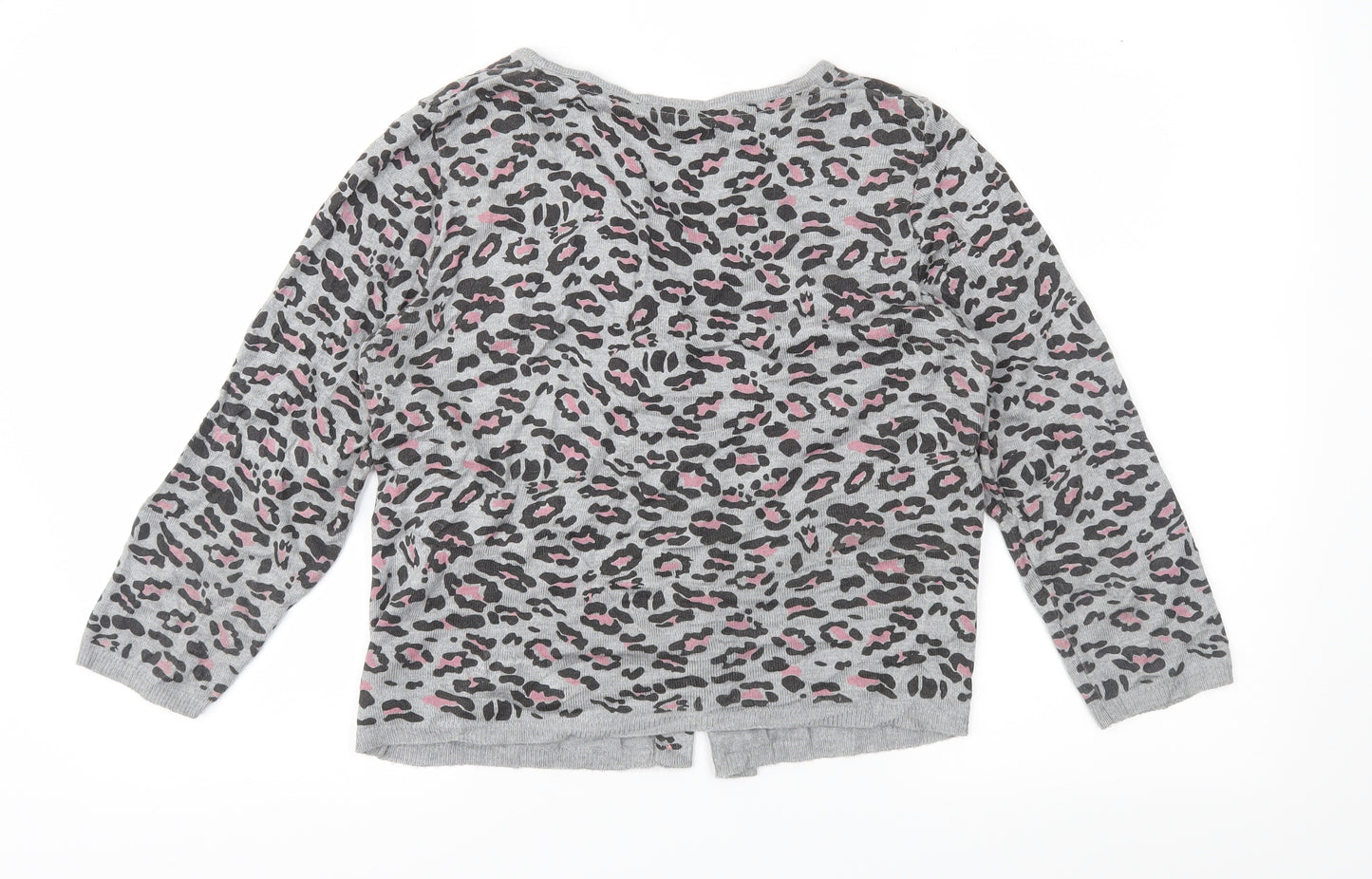 Marks and Spencer Womens Grey Animal Print Knit Cardigan Jumper Size 14