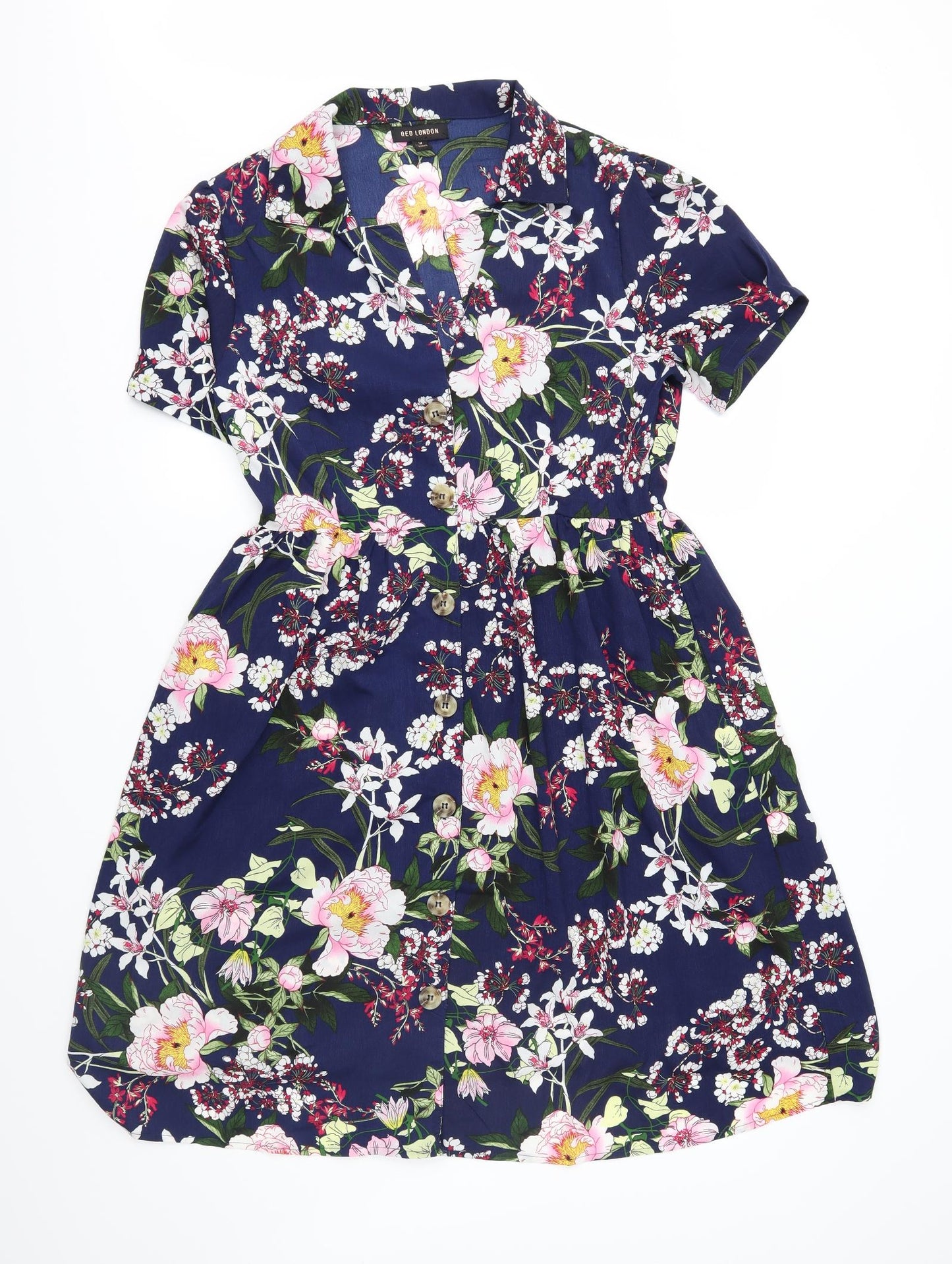 QED London Womens Blue Floral  Fit & Flare  Size 14