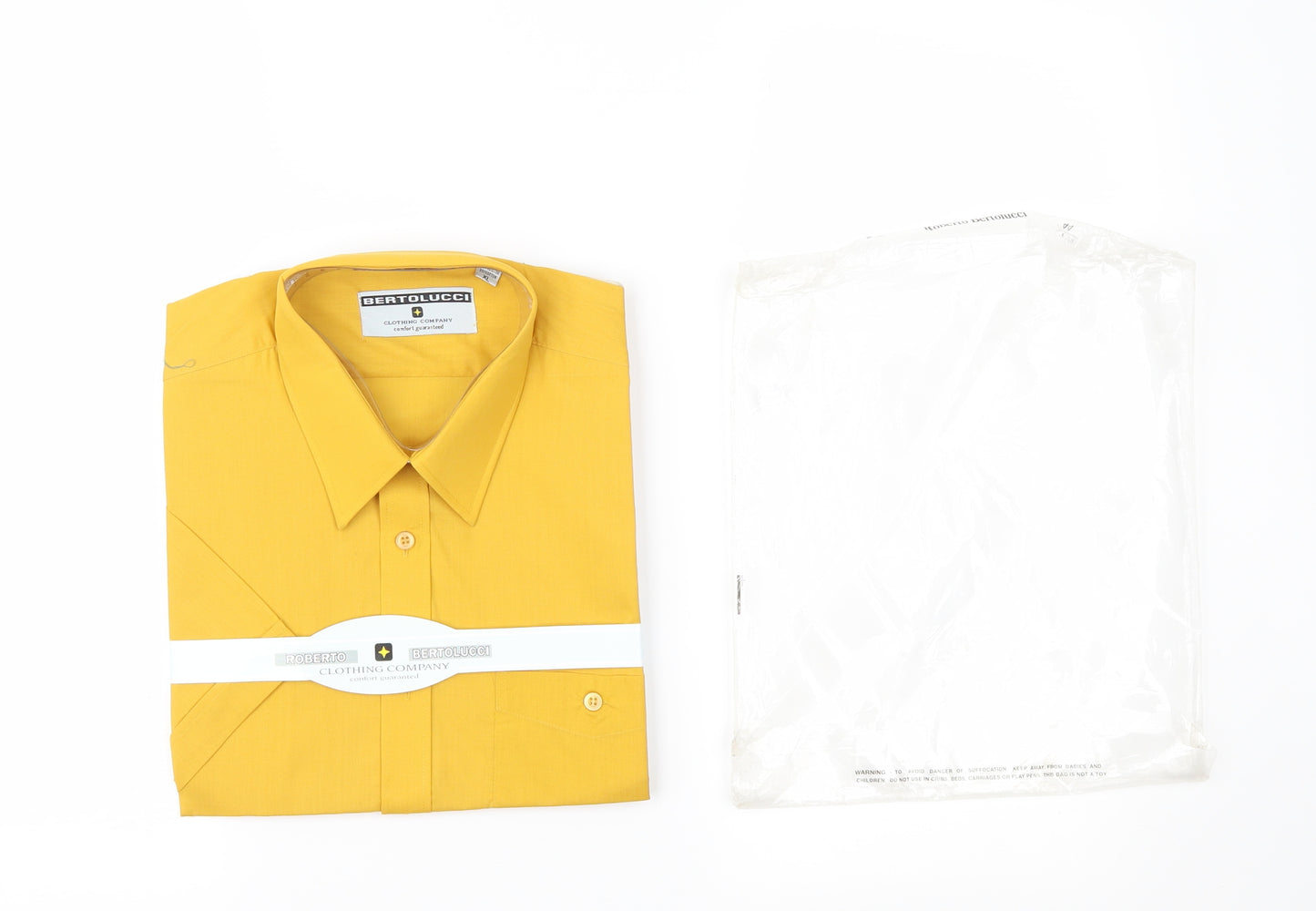 Bertolucci Mens Yellow    Button-Up Size 17.5