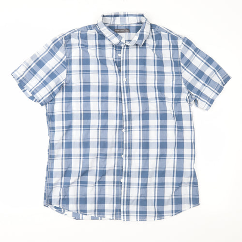Angelo Litrico Mens Blue Check   Button-Up Size L
